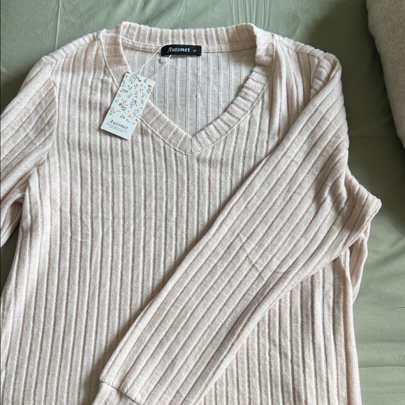 Automet Sweaters - Litomet Women's Soft Pink V-Neck Sweater